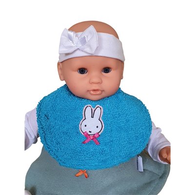 Slabbetje met applicatie, gevoerd