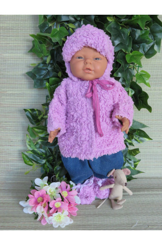 winterjas/muts/slofjes lila V95